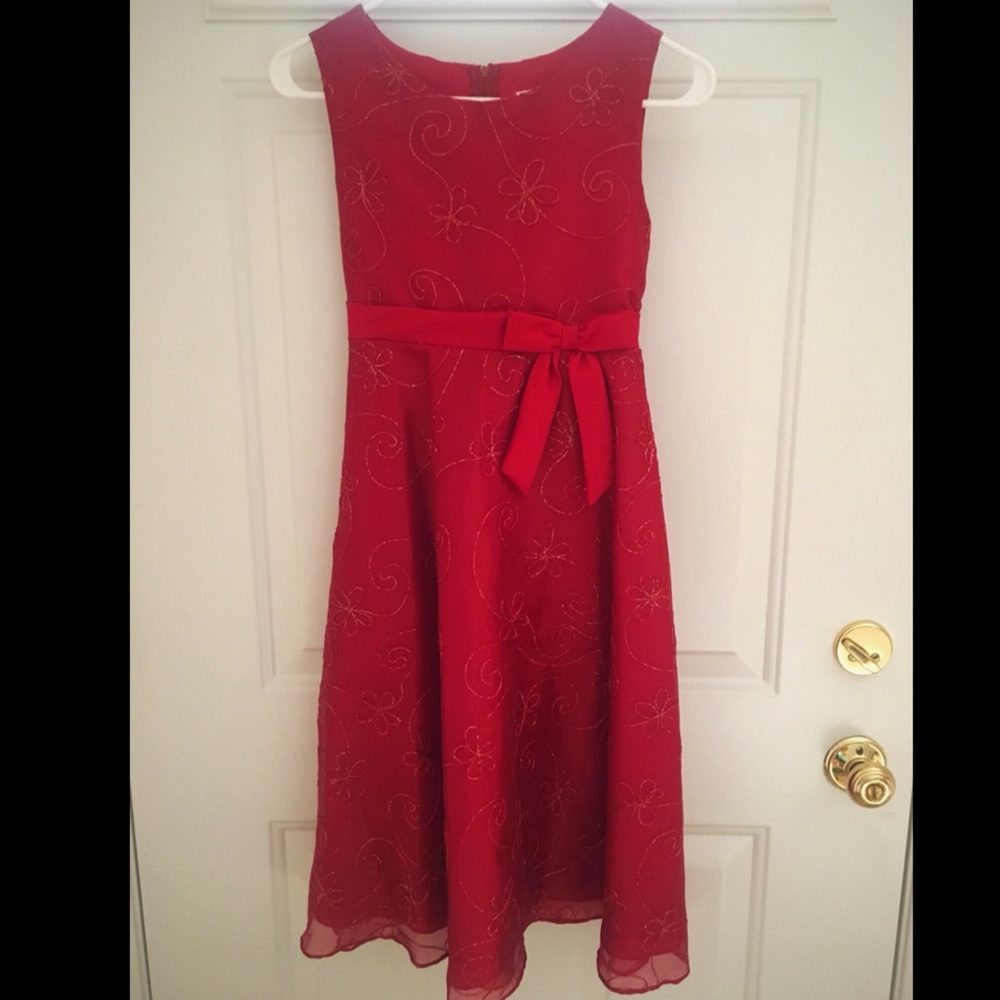Rare Editions: Knee length red dress with beading